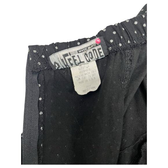 VTG Pinup Dress Womens Medium Black Polka Dot Black Fit Flare Strapless Retro - Picture 8 of 14